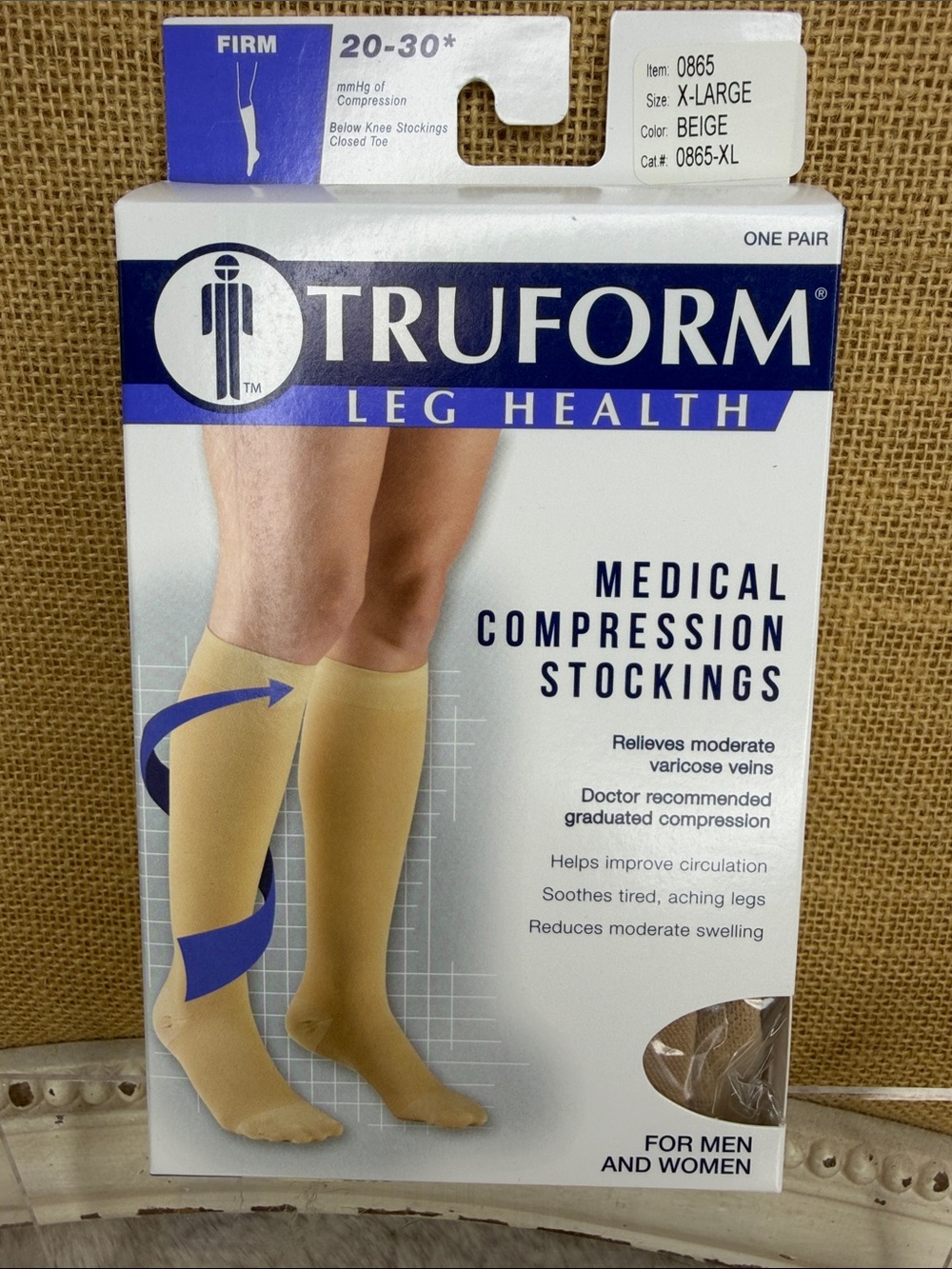 Truform Medical Compression Knee-High Socks - Beige (Unisex)